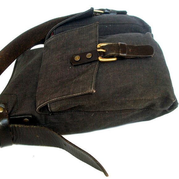 DRIES VAN NOTEN Large Oiled-Cotton & Leather Crossbody Luxury Rustic Rucksack - Picture 8 of 12